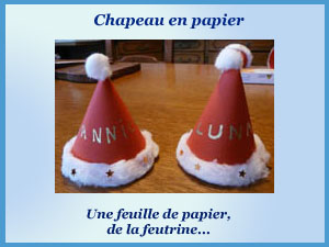 Décors de Noël - chapeau en papier