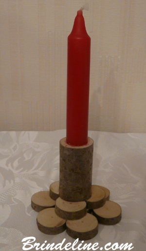 Décoration de Noël support de bougie avec rondelles de bois