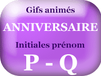 Gifs animés anniversaire - prénoms avec initiales P ou Q